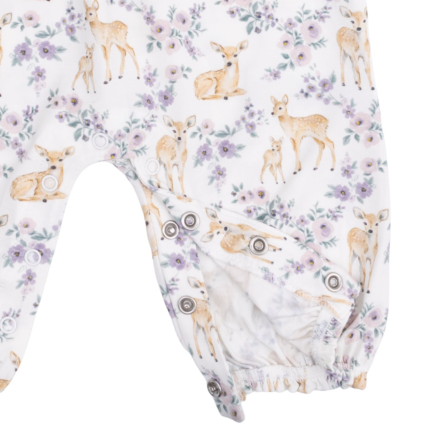 Floral Deer - Ruffle Sleeve Snap Romper by Angel Dear