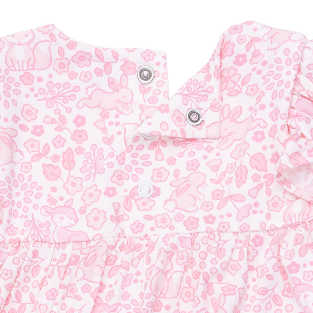 Baby Woodland - Ruffle Sleeve Snap Romper by Angel Dear