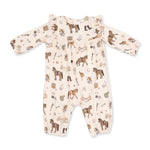 Pretty Equestrian - Ruffle Sleeve Snap Romper by Angel Dear