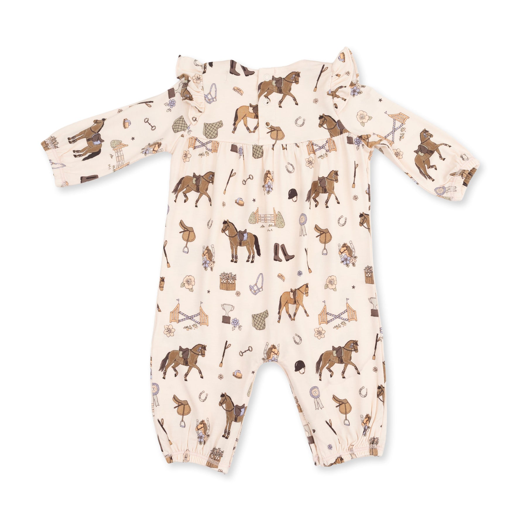 Pretty Equestrian - Ruffle Sleeve Snap Romper by Angel Dear