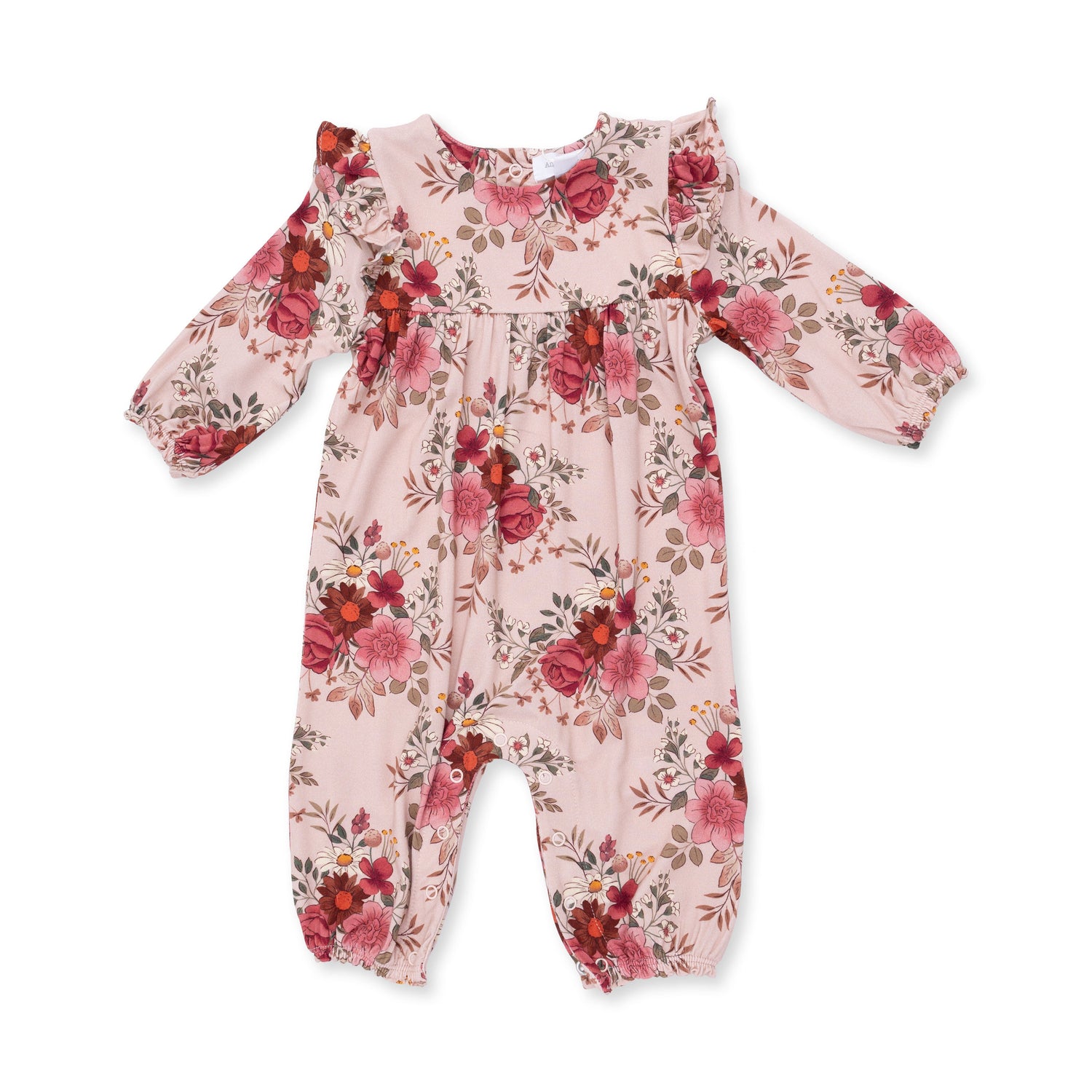 Sabrina Floral - Ruffle Sleeve Snap Romper by Angel Dear (view 2 of 5)