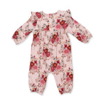 Sabrina Floral - Ruffle Sleeve Snap Romper by Angel Dear (view 3 of 5)