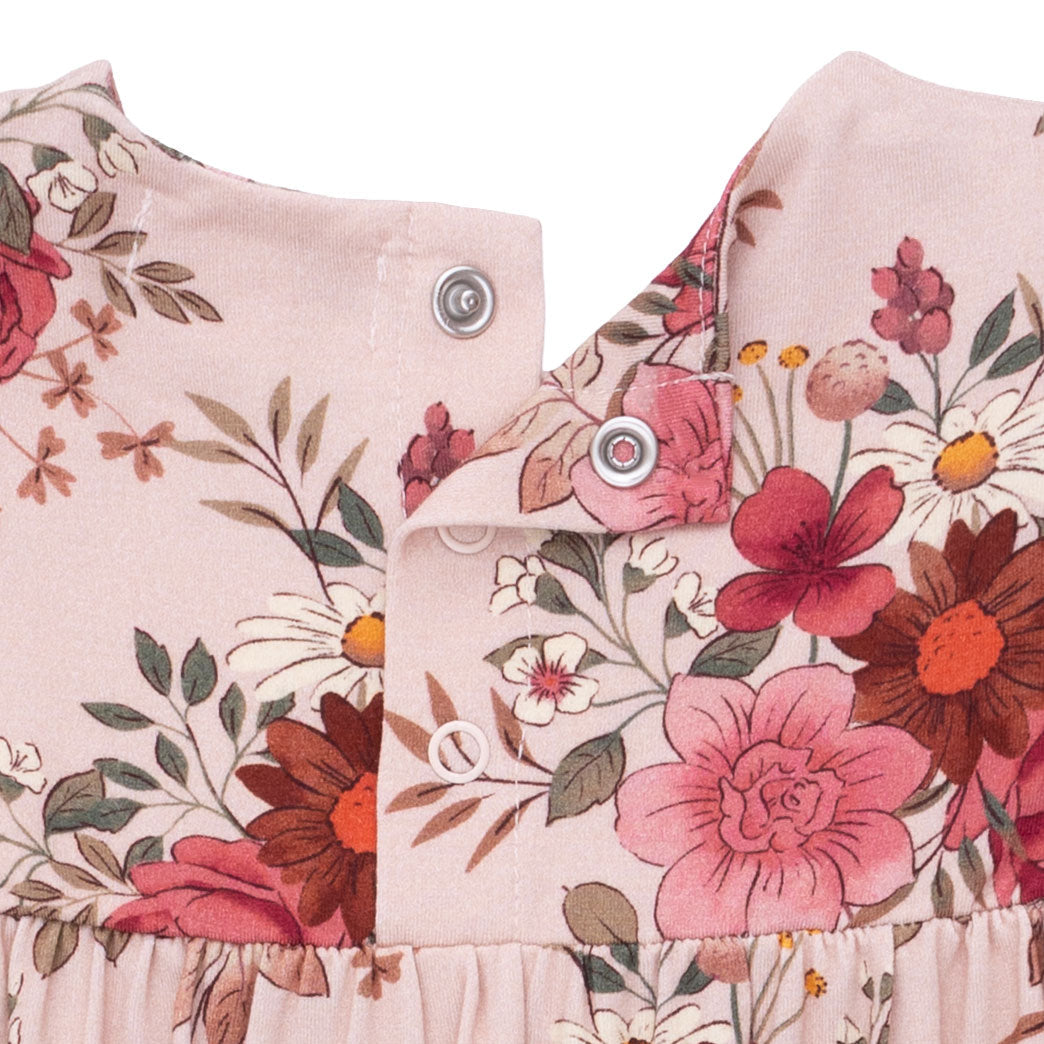 Sabrina Floral - Ruffle Sleeve Snap Romper by Angel Dear (view 4 of 5)