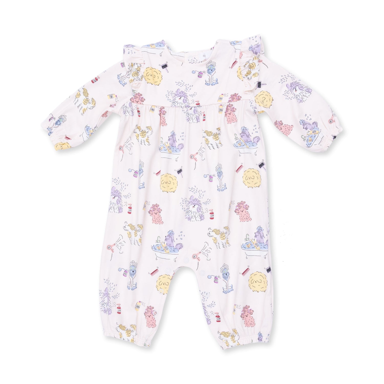 Spa Dogs - Ruffle Sleeve Snap Romper by Angel Dear (view 2 of 4)