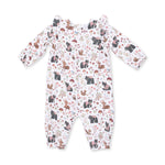 Southern Woodland Animals Pink - Ruffle Sleeve Snap Romper by Angel Dear