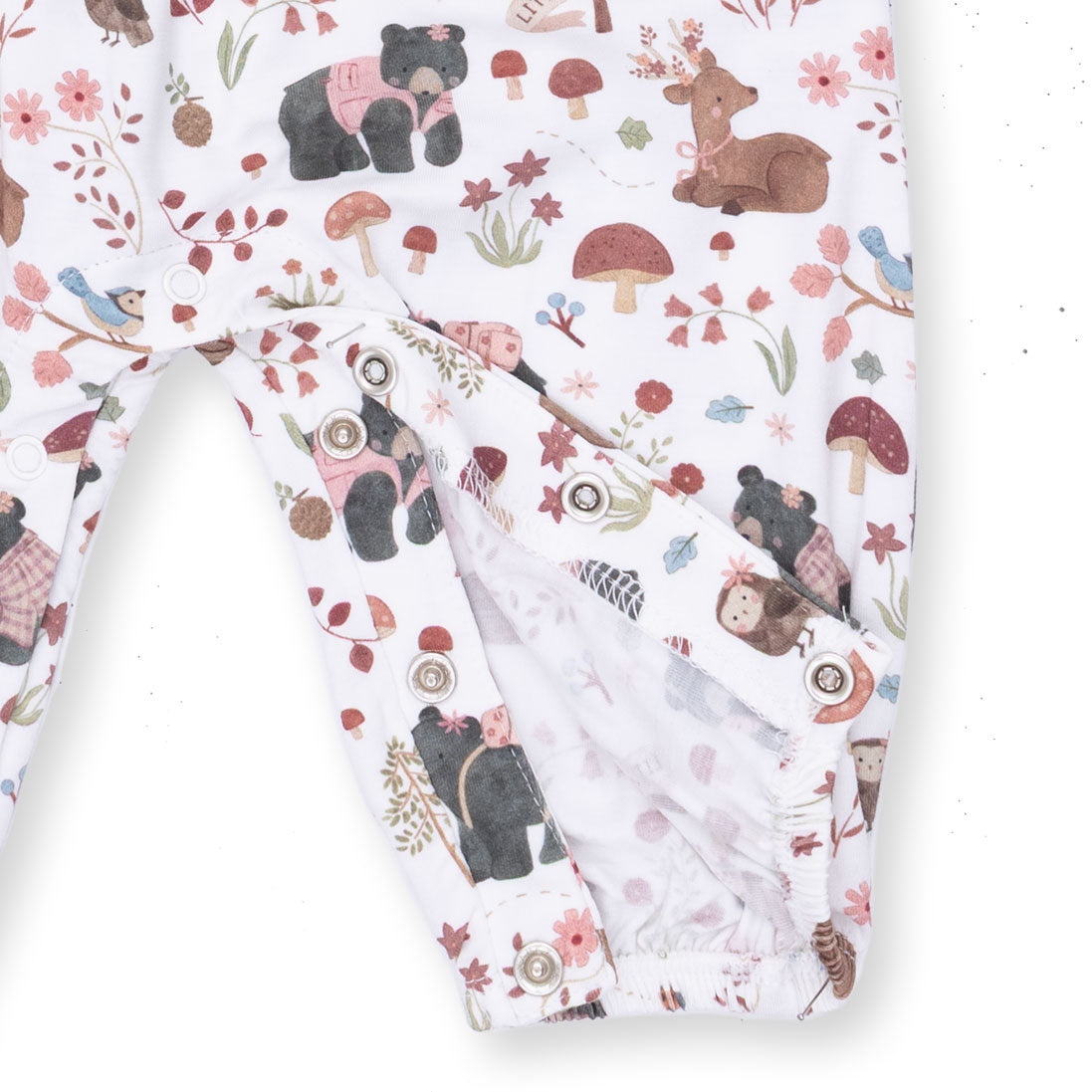 Southern Woodland Animals Pink - Ruffle Sleeve Snap Romper by Angel Dear