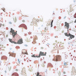 Southern Woodland Animals Pink - Ruffle Sleeve Snap Romper by Angel Dear