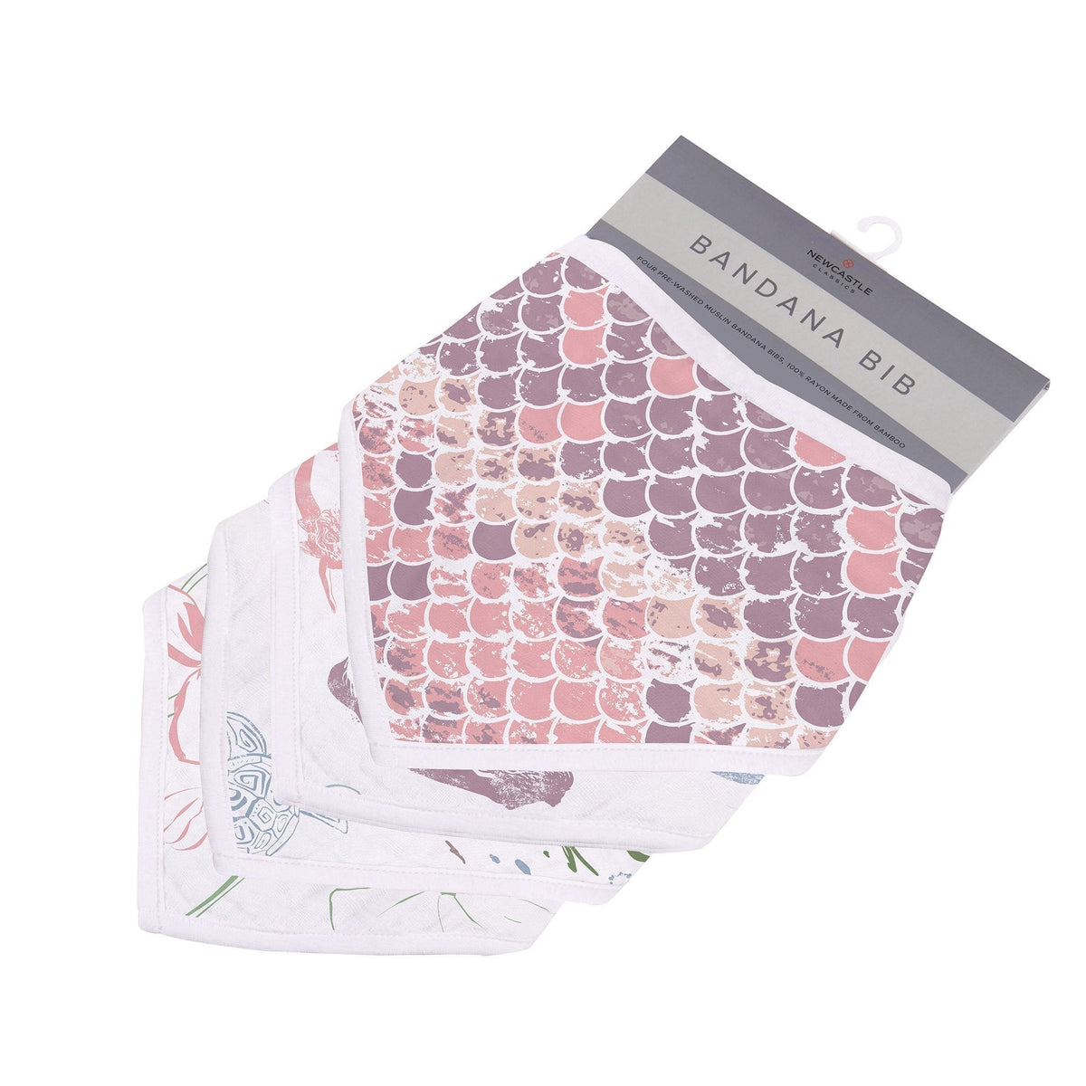 Newcastle Classics 100% natural bamboo muslin bibs with extra absorbent fabric -