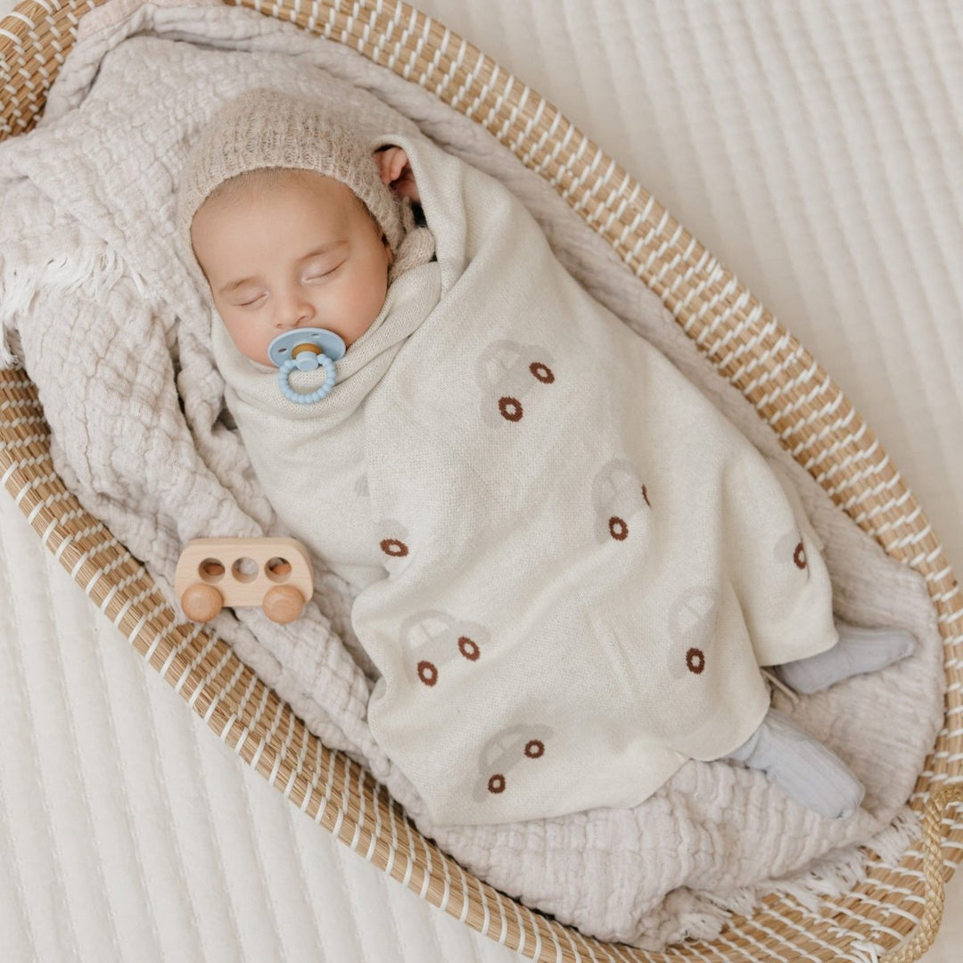 Bleu La La 100 Percent Cotton Luxury Knit Car Swaddle Blanket - Everetts Place Boutique - 