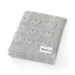Bleu La La 100 Percent Cotton Luxury Knit Heart Swaddle Baby Blanket - Everetts Place Boutique - 