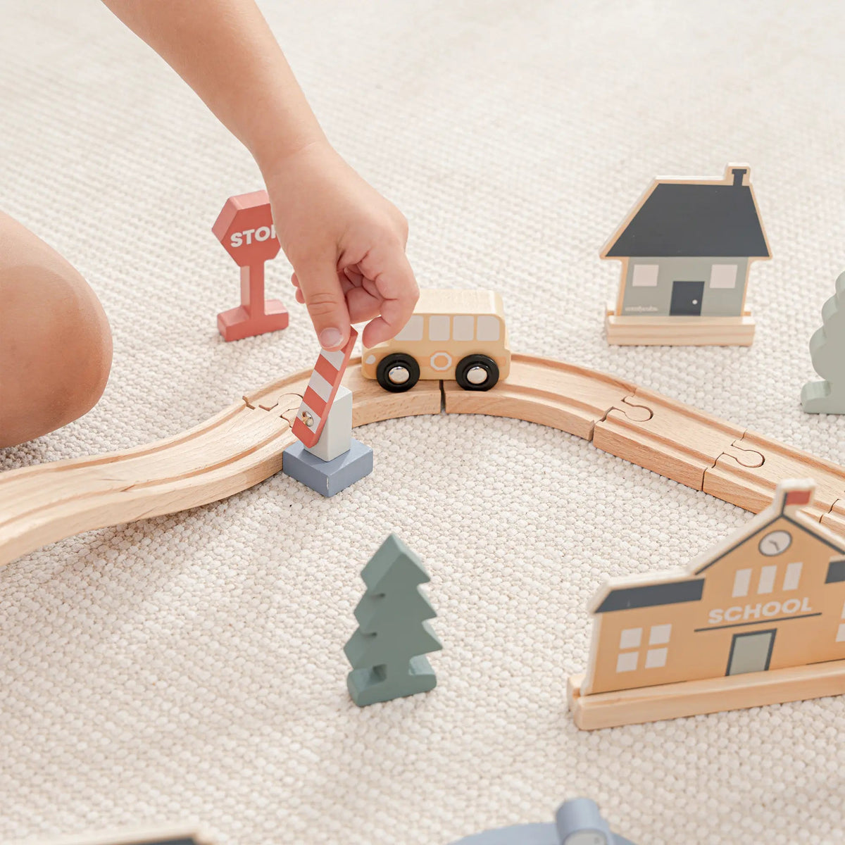 Comfy Cubs 100 - Piece Wooden Train Set for Toddlers Ages 1+ - 