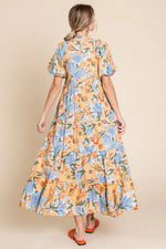 PinkBlush PinkBlush Light Blue Floral Print Midi Dress with Pockets for Women - Apparel & Accessories > Clothing > Dresses