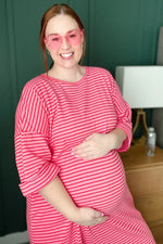 PinkBlush Fuchsia Striped Terry Maxi Dress with Comfortable Fit for Expecting Mothers - Apparel & Accessories > Clothing > Dresses