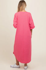 PinkBlush Fuchsia Striped Terry Maxi Dress with Comfortable Fit for Expecting Mothers - Apparel & Accessories > Clothing > Dresses