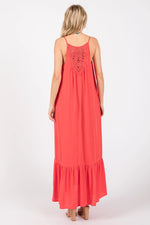 PinkBlush Elegant Red Crochet Lace Back Maxi Dress for Sophisticated Women - Apparel & Accessories > Clothing > Dresses