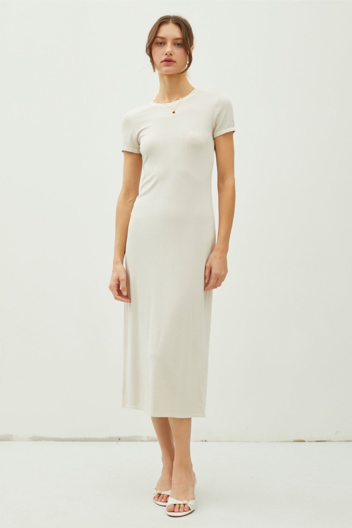 Everyday Rib Knit Back Slit Midi Dress by PinkBlush (view 1 of 4)