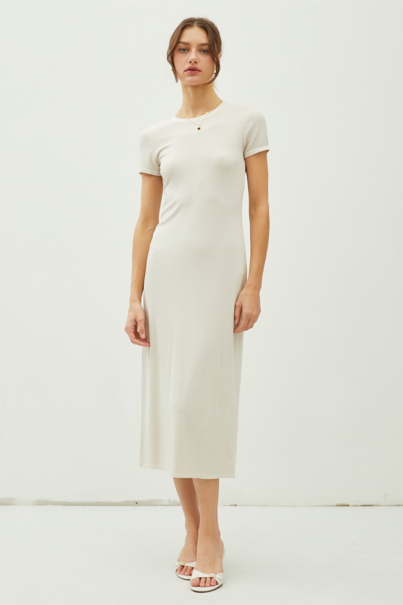Everyday Rib Knit Back Slit Midi Dress by PinkBlush (view 1 of 4)