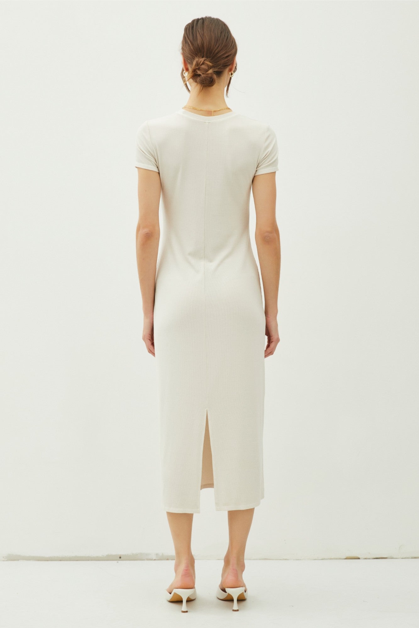 Everyday Rib Knit Back Slit Midi Dress by PinkBlush (view 3 of 4)