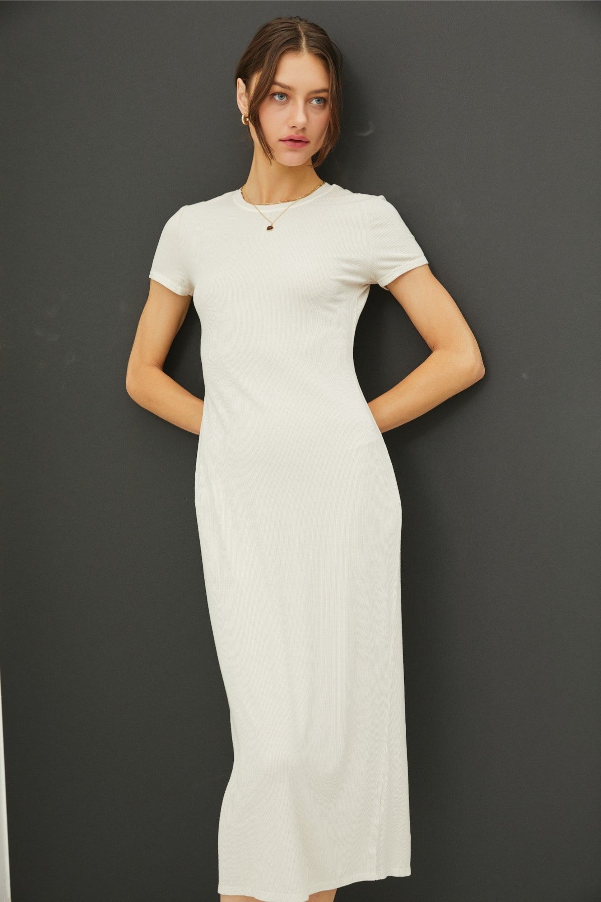 Everyday Rib Knit Back Slit Midi Dress by PinkBlush (view 4 of 4)