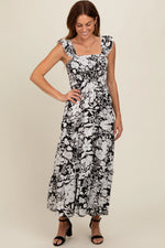 PinkBlush Bohemian Black Floral Smocked Tiered Maxi Dress for Elegant Women - Apparel & Accessories > Clothing > Dresses