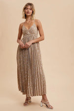 PinkBlush Mocha Floral Maxi Dress with Pleated Back Cutout for Stylish Women - Apparel & Accessories > Clothing > Dresses