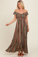 Multicolor Off Shoulder Cinched Maternity Maxi Dress by PinkBlush at Everetts Place