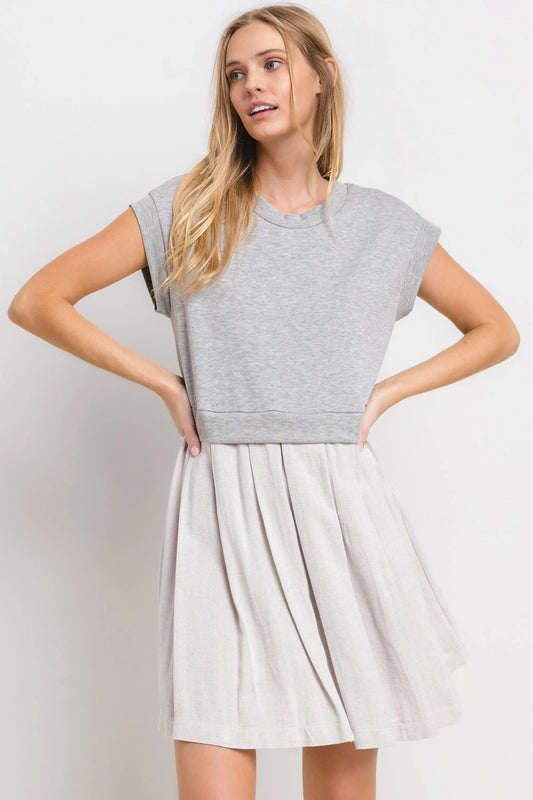PinkBlush PinkBlush Grey Contrast Pleated Mini Dress for Fashion-Forward Women - Apparel & Accessories > Clothing > Dresses