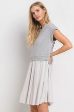 PinkBlush PinkBlush Grey Contrast Pleated Mini Dress for Fashion-Forward Women - Apparel & Accessories > Clothing > Dresses