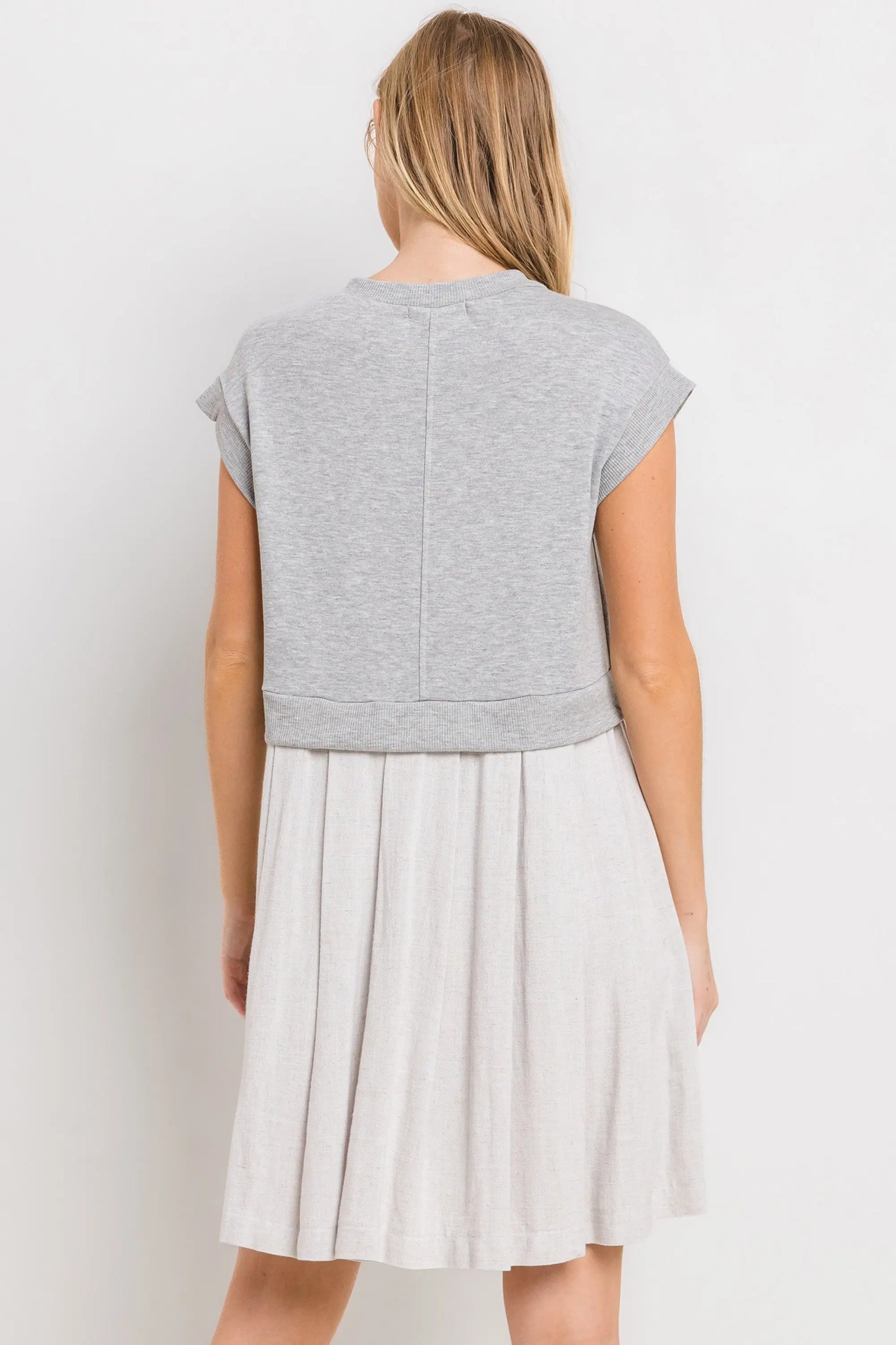 PinkBlush PinkBlush Grey Contrast Pleated Mini Dress for Fashion-Forward Women - Apparel & Accessories > Clothing > Dresses