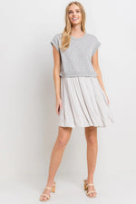 PinkBlush PinkBlush Grey Contrast Pleated Mini Dress for Fashion-Forward Women - Apparel & Accessories > Clothing > Dresses