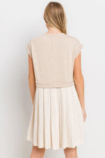 PinkBlush Chic Oatmeal Mini Dress with Contrast Pleats for Fashion-Forward Women - Apparel & Accessories > Clothing > Dresses