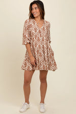 Cream Printed Maternity Mini Dress PinkBlush 
