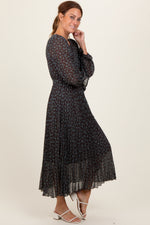 Pleated Floral Midi Dress - Front Tie by PinkBlush (view 3 of 4)