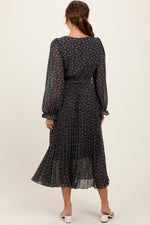 Pleated Floral Midi Dress - Front Tie by PinkBlush (view 4 of 4)