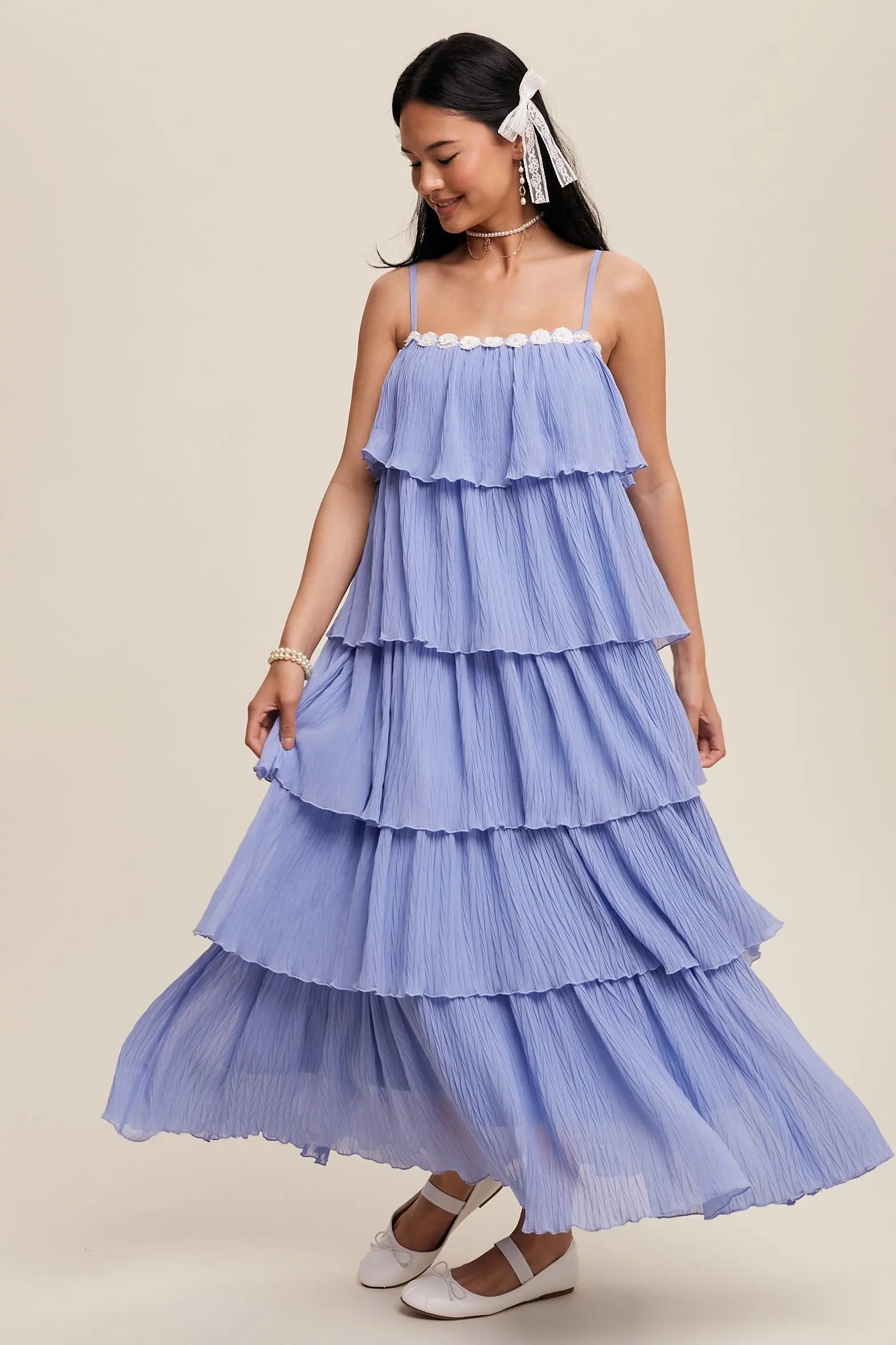 PinkBlush PinkBlush Periwinkle Ruffle Tiered Maxi Dress for Elegant Women - Apparel & Accessories > Clothing > Dresses
