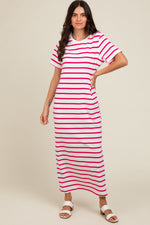 Fuchsia Striped Side Slit Maxi Dress by PinkBlush at Everetts Place