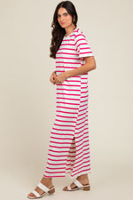 Fuchsia Striped Side Slit Maxi Dress by PinkBlush at Everetts Place