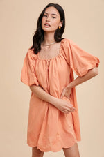 PinkBlush PinkBlush Peach Embroidered Puff Sleeve Maternity Dress for Expecting Moms - Apparel & Accessories > Clothing > Dresses