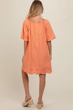 PinkBlush PinkBlush Peach Embroidered Puff Sleeve Maternity Dress for Expecting Moms - Apparel & Accessories > Clothing > Dresses