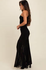 Ruched Mesh One Shoulder Maxi Dress by PinkBlush