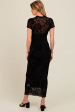 Black Floral Mesh Overlay Maternity Maxi Dress by PinkBlush (view 4 of 6)