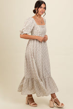 Ivory Floral Pleated Bodice Maxi Dress by PinkBlush (view 2 of 3)