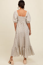 Ivory Floral Pleated Bodice Maxi Dress by PinkBlush (view 3 of 3)