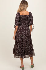 Floral Smocked Maternity Midi Dress - Tie Waist by PinkBlush