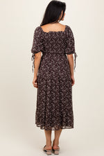 Flowy Floral Smocked Sleeve Tie Midi Dress by PinkBlush