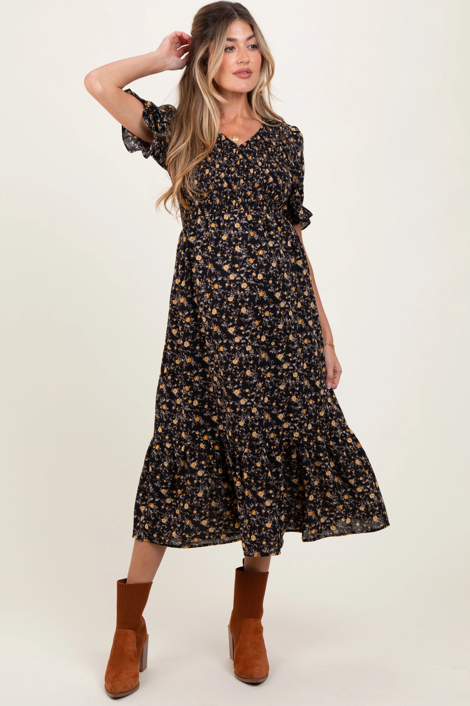 PinkBlush PinkBlush Maternity Dress with Floral Print for Comfortable Expecting Moms - Apparel & Accessories > Clothing > Dresses