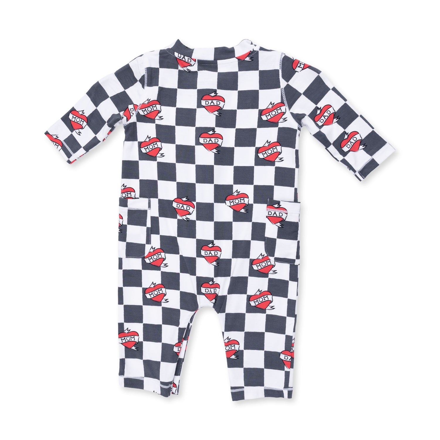Heart Tattoo Check Black - Uni Romper