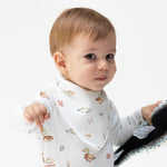Bandana bib in Lake Cuties print with adjustable snap closure