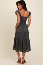 PinkBlush PinkBlush Black Ruffle Strap Smocked Midi Dress for Fashion-Forward Women - Apparel & Accessories > Clothing > Dresses