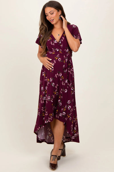 Elegant Maternity Maxi Dress with Floral Design for Expecting Mothers